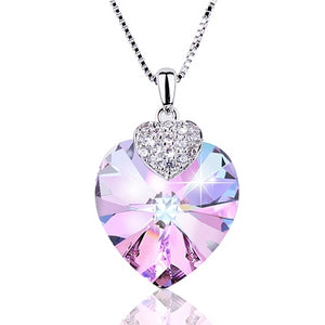 Necklace for Women Heart Shape Amethyst Crystal Pendant Necklace Fine Jewelry Choker Necklace Gift for Lady Collares