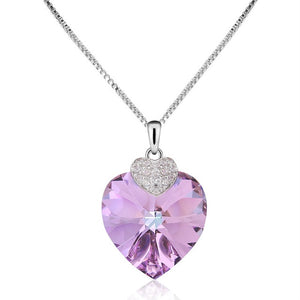 Necklace for Women Heart Shape Amethyst Crystal Pendant Necklace Fine Jewelry Choker Necklace Gift for Lady Collares
